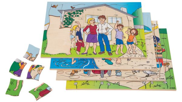 Moderne Familien - Set mit 4 großformatigen Puzzles